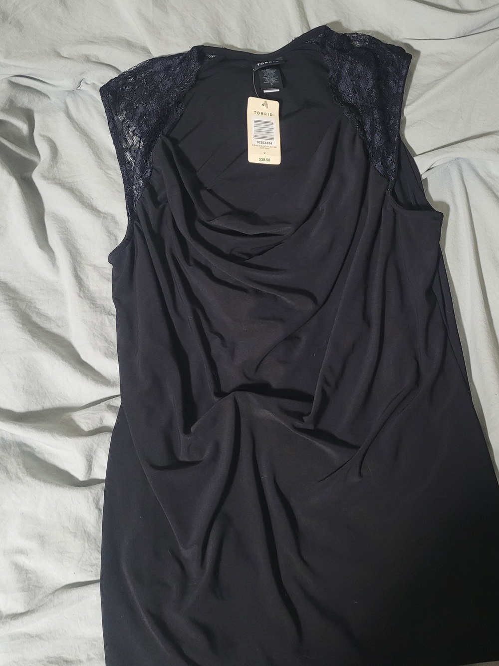 Torrid Black Lace Cap-Sleeve Draped Top Size 0